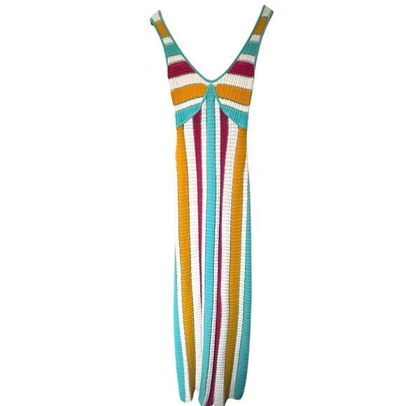 SOLID & STRIPED Medium Aubrey Crochet Knit Maxi Dress Sleeveless Colorful Beach - Picture 4 of 11